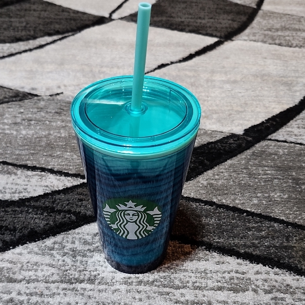 STARBUCKS BLUE COLOR WAVES 2021 16OZ PLASTIC COLD CUP TUMBLER